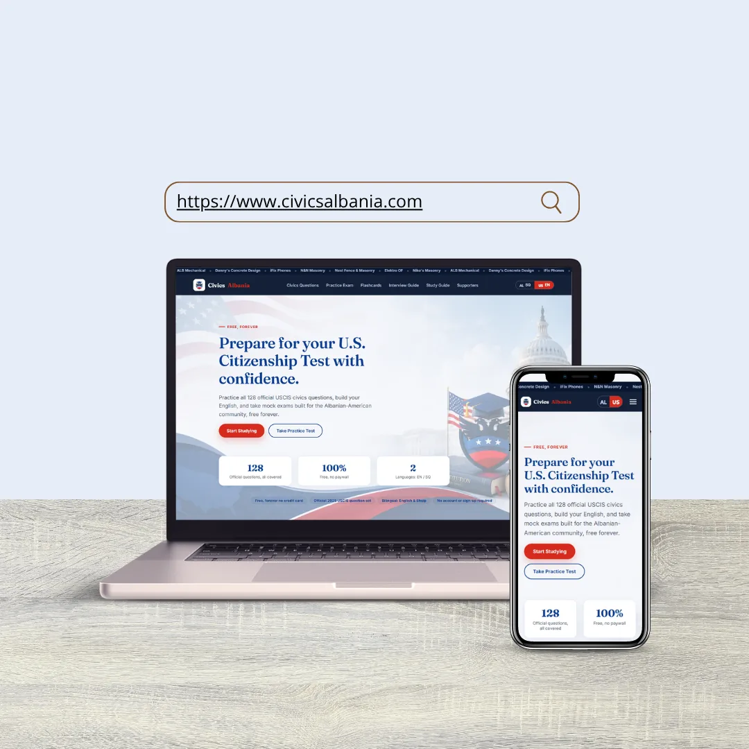 Civics Albania — bilingual US citizenship test prep platform with audio