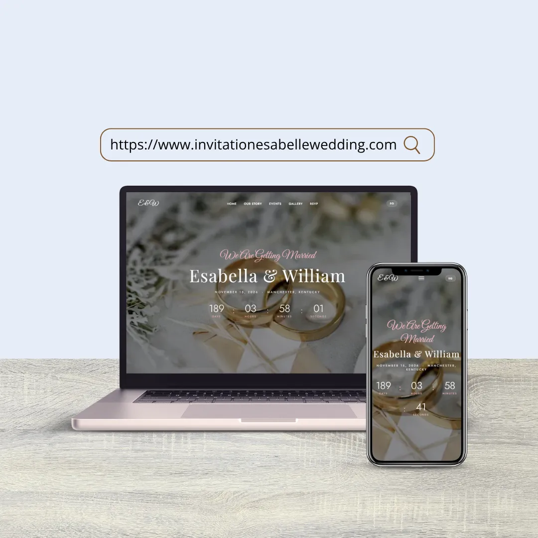 Ftesë Dasme Esabella — ftesë elegante dasme online